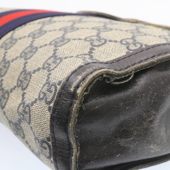 GUCCI Sherry Line GG Canvas Clutch Bag Navy Red Auth ai590 - Picture 14 of 16